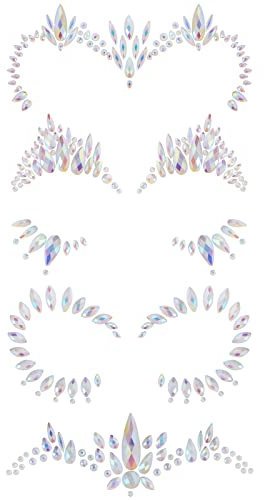 Face Gems Glow in the Dark 4 Pack (UK COMPANY) Halloween Face Stickers Set Festival Accessories Face Jewels