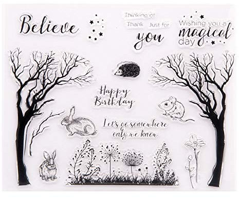 arriettycraft Just for You Thinking of You Happy Birthday Trees Löwenzahn-Gummistempel, transparent, für Weihnachtskarten, Dekoration und DIY Scrapbooking, Gummistempel zum Basteln