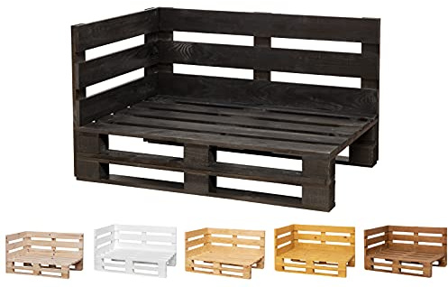 Chaise Longue Sofa Palets geschliffen und gebürstet Innen/Außen Neuer Palettensessel/Sofa für Patio (60 cm x 60 cm, Ebenholz)