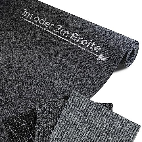 Primaflor Rips-Nadelfilz als Meterware - GLADIATOR, Anthrazit, MUSTER, Schwer Entflammbarer, Gerippter Bodenbelag. Robuster Teppich-Boden