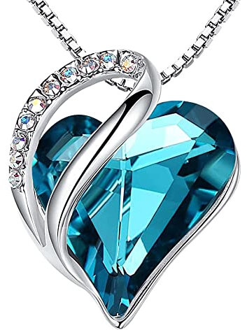 Leafael Infinity Love Herzanhänger-Kette für Damen – Geburtsstein Halskette mit Kristallen, rhodiniert, nickelfrei & hautfreundlich – Edler Damenschmuck mit 45 + 5 cm Kette und Karabinerverschluss