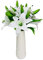 Etycoo Künstliche Lilien, 5 Blumenstrauß, Latex, künstliche Blumen für Hochzeit, Party, Garten, Geschäft, Gräber, Dekoration, Tischdekoration, Fotografie-Requisiten (weiß)