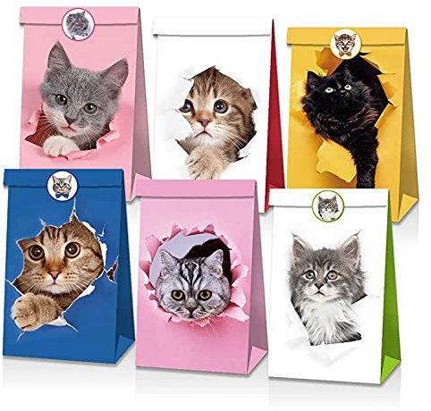 Sacchetti regalo per gatti, Sacchetti per bomboniere per gatti, Sacchetti regalo per decorazioni per feste a tema per gatti di adozione di animali domestici, sacchetti regalo di compleanno per bambini