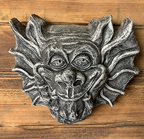 STONE GARDEN LARGE GREMLIN GARGOYLE PLAIN HAPPY FACE WALL PLAQUE ORNAMENT
