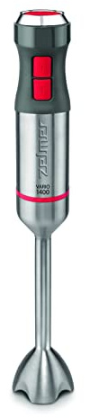 Zelmer ZHB4650 VARIO Stabmixer, Leistung 1400W, Turbo-Funktion, 4 Klingen, variable Geschwindigkeitsregelung, 0,7L Messbecher, grau-rot.