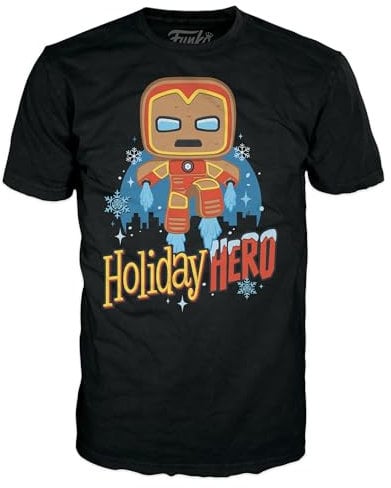 Funko Boxed Tee: Marvel Holiday - GB Iron Man - Large - (L) - T-Shirt - Clothes - Gift Idea - Short Sleeve Top for Adults Unisex Men and Women - Official Merchandise Fans Multicolour