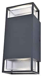 Eco-Light Leuchten Außenleuchte Ridge in Anthrazit aus Aluminium & Glas,Wandlampe (2 flammig, GU10),Außenwandleuchte mit Up & Down-Effekt,moderne Wandleuchte,stylische Fassadenlampe