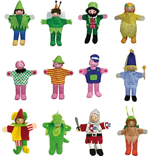 Hochwertige Märchen Fingerpuppen für Puppen- und Kasperletheater aus Holz & Stoff 13 cm für Kinder Spielzeug (Fingerpuppen - Märchen 2)