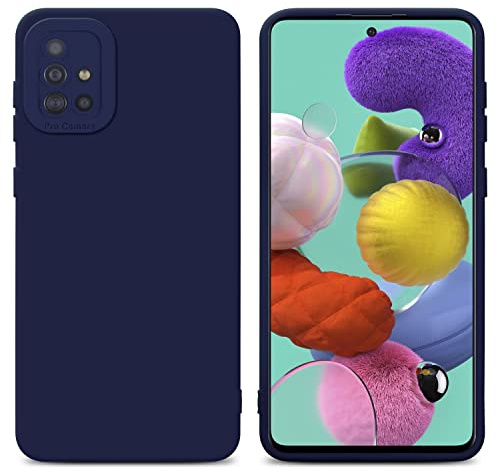 Cadorabo Hülle kompatibel mit Samsung Galaxy A51 4G M40s Schutzhülle TPU Silikon Case Liquid Design mit Kameraschutz Slim Kratzfest Gummi mit Rundumschutz Case Hülle für Galaxy A51 4G M40s in Blau