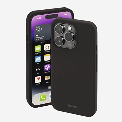 Hama Hülle für Apple iPhone 14 Pro Max kompatibel mit MagSafe (Magnetische Hülle für induktives Laden, Handyhülle schützt vor Stößen, Kratzern und Schmutz, seidig mattes Case aus robustem TPU) schwarz