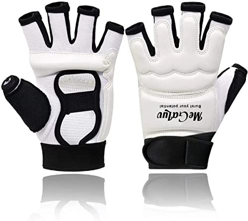 Boxhandschuhe Männer Frau Kinder Boxhandschuhe MMA Handschuhe Herren Set Boxen Trainingshandschuhe Boxhandschuhe Leicht Taekwondo UFC Halbfinger Kickboxing BoxsackHandschuhe(Weiß,L)