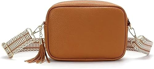 Women’s Small PU Leather Crossbody Bag with Adjustable Strap – Lightweight Shoulder Handbag for Travel, Work and Shopping, Stylish Ladies Purse (8923 Tan)