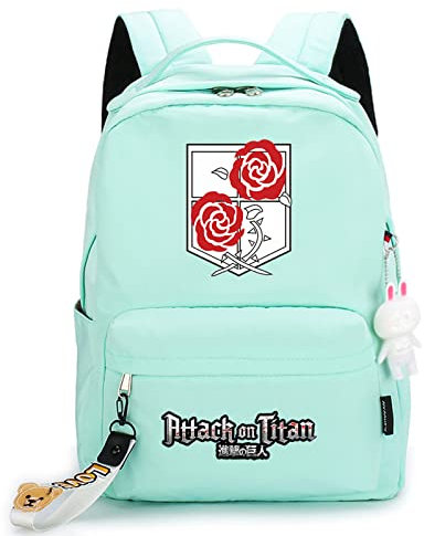 Attack on Titan Rucksack Anime Print Kleiner Anhänger Reißverschluss Reiserucksack Niedliche Cartoon Student Tasche für Jungen Mädchen D-