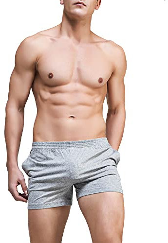 Ychnaim Herren Laufshorts mit 3 Innennaht Leichte Fitness Fitness Workout Bodybuilding Trainings Baumwoll Freizeit Shorts mit Schrägtaschen Color Grau Size L