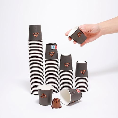 UniR Gobelet Papier Jetable pour café - 4OZ - 120 ML Lot de 100pcs (Marron)