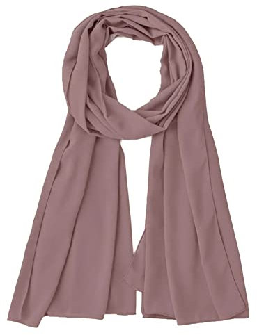 OgLuxe Chiffon-Schal für Damen – atmungsaktiv, weich, seidig, Chiffon-Halstuch, durchscheinender Kopf- und Halswickel, leicht, luftig, rosa - dusty pink, One size