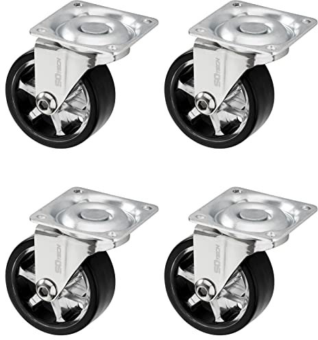 SOTECH 4 Stück Design Lenkrollen SHIFT Rollen-Ø 50 mm schwarz, belastbar bis 140 kg (35 kg pro Möbelrolle), Höhe 64 mm
