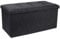 A406 Folding Ottoman Storage Box with Lids Pouffe Seat Stool Foot stool Storage Unit Bench Foot Rest Stool 38cm Grey Black Beige Green (Black-Linen.76cm)