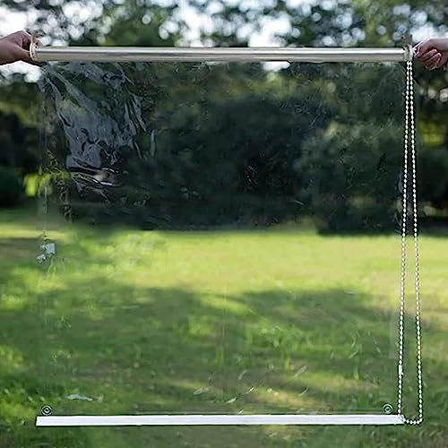 X1NGFU Transparentes Wasserdichtes Rollo,PVC-Kunststoff-Regenschutz-Roll-Up-Rollo,Wetterfest Sonnenschutz Rollläden,Seitenrollo Außenrollo,für Outdoor Balkon Terrassen,Breite X Höhe (110x200cm)