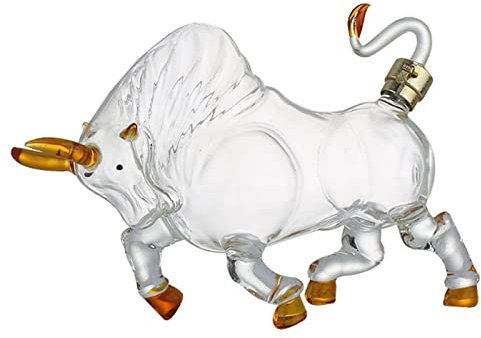 AOKLEY Decanter Decanter per Whisky a Forma di Mucca, Serie Zodiaco Cinese, caraffa per Vino Animale Personalizzata Dispenser per liquore in Cristallo Trasparente per Scotch, Bourbon Caraffa Whisky