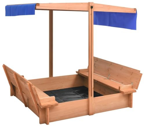 vidaXL Sandkasten mit Dach Tannenholz 112x112x112 cm