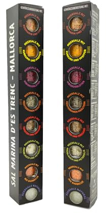 TERRAMAR MALLORCA - 2 x Gourmet Salze 8er Salzset BLACK EDITION, Meersalz und Gewürze aus Mallorca die ideale Geschenkidee (2x200g)