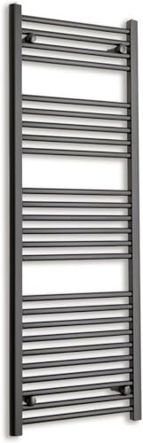 500mm Wide Black Heated Towel Rail Straight Flat Bathroom Warmer Radiator Rack Central Heating Turkish Zone (500mm x 1400mm)