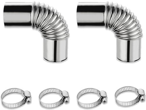 DYOUEN 25MM Abgasrohr Winkelverbinder Edelstahl Dieselgasentlüftungsschlauch Standheizung Autoheizung Auspuffrohr Zubehör GasEntlüftungsschlauch mit Edelstahlklammern (2)