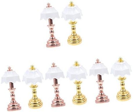 Toyvian 8 Pcs Dollhouse Table Lamp Dollhouse Lights Battery Operated Mini Floor Lamps Dollhouse Lamp 1 12 Scale Dollhouse Furniture Ornament Dollhouse Floor Light Ob11 Desk Lamp Iron Metal