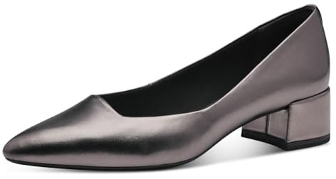 Tamaris Damen Pumps Leder Blockabsatz bequem; Pewter, EU 41