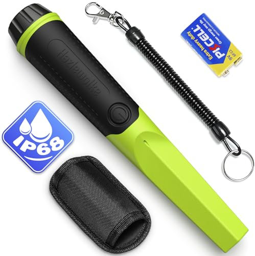 Hazlewolke Pinpointer Metal Detector Portatile, IP68 Rilevatore di Metalli Impermeabile, Profondità 3, Rilevamento a 360°, Accessori Pin Pointer per Adulti e Bambini - Verde