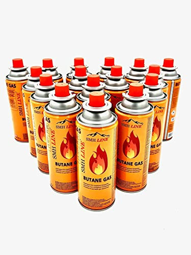 SMH LINE® Lot de 12 cartouches de gaz butane MSF-1A - 227 g - Brûleur Bunsen - Réchaud de camping - Chauffage à gaz - Brûleur à souder