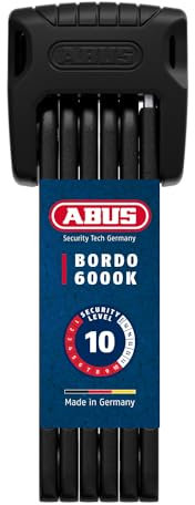 ABUS Lucchetto pieghevole Bordo 6000K con porta lucchetto SH - per bicicletta cilindro XPlus un'elevata protezione contro le manomissioni Livello di sicurezza 10 Lunghezza 120 cm