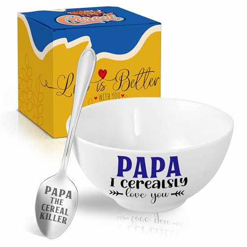 FUTBU Papa Geschenke, Vatertag Papa Geschenk von Enkelkindern Müslischale und Müslischale Müslischale Löffel Set, Geschenk für Papa Vatertagsgeschenk für Ihn Mann Müsli Love You