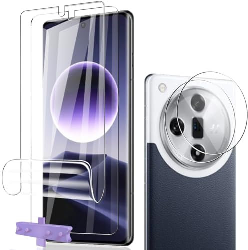 Phlleyaa Protection Décran Pour OPPO Find X7/X7 Ultra Film Flexible TPU 2 Pièces + Caméra Arrière Protecteur 2 Pièces,sans Bulles/Anti-Rayures/Facile à Installer Pour OPPO Find X7 Ultra Verre Trempé