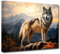 LZIMU Wolf Wandbild Wolf im Berg Leinwand Kunstdrucke Wald Sonnenaufgang Tierbild abstrakte Tiere Poster für Heimdekoration (B, 40.00 x 60.00 cms)