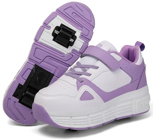 Schuhe mit Rollen für Jungen Mädchen Skateboardschuhe für Kinder Erwachsene Rollschuhe Outdoorschuhe Turnschuhe 2-in-1-Multifunktionsrollschuhe Sneakers Sportschuhe (Wow-V1, 38EU)