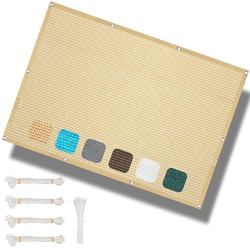 Vela Ombreggiante Traspirante 5 x 9 m Rettangolare 98% Anti-Uv Panno Ombreggiante per Esterni con Kit di Fissaggio per Auto Cane Serra Giardino Pergola, Color Crema