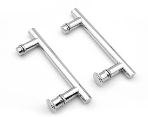 Jelter 2 Pack Stainless Steel Shower Round Glass Door Handle 145mm Hole to Hole Center for Shower Enclosure Shower Room Shower Cabin Handles (2)