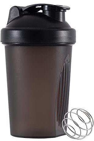 Generisch Shaker à protéines 400 ml, shaker à protéines avec tamis et graduation, noir