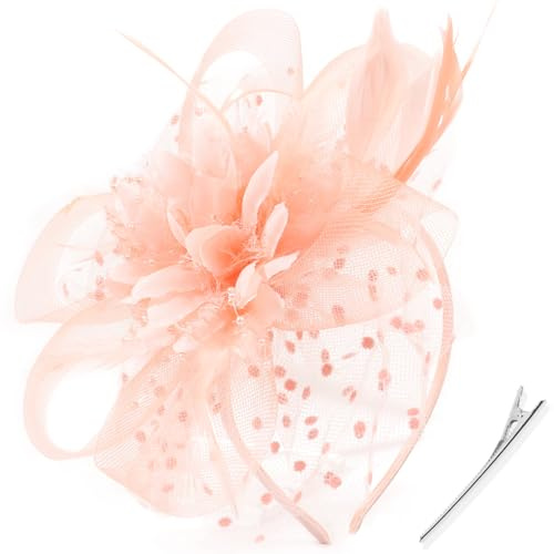 DRESHOW Chapeau Fascinateur Bandeau de Plumes Chapeau Fascinateur pour Femmes avec Clip Bandeau Fleuri pour Filles et Femmes