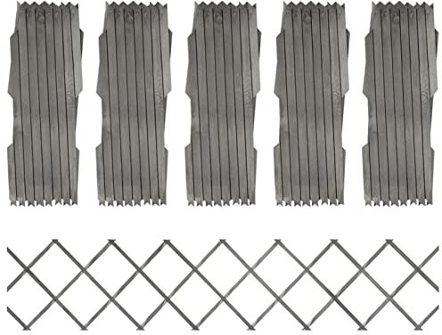 Sufrk Gitterzaun, 5 Stück, grau, massives Tannenholz, 180 x 30 cm, Gartenzaun, Gartenzaun, Pforte