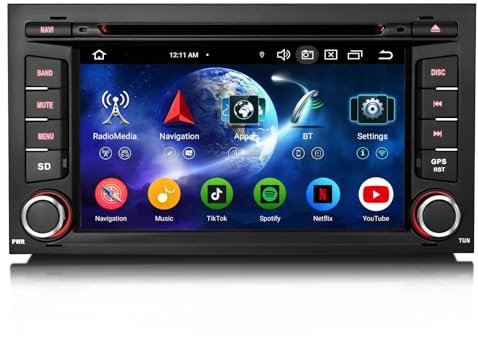 Erisin 7 Pulgadas 8 Núcleos 4GB RAM+64GB ROM Android 14 GPS Navegación DVD Estéreo de Automóvil para Seat Leon IPS Pantalla táctil Soporte CarPlay Android Auto DSP Bluetooth 5.0 WiFi Dab+USB CANBUS
