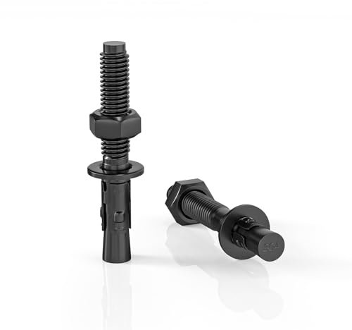 ORTAVA 10 tasselli per carichi pesanti M12 x 90 mm, ancoraggi per bulloni M12, in acciaio inox A2V2, ossido nero, ancoraggi per macchine, ringhiere