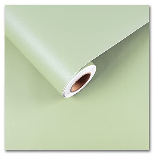 CRE8TIVE Mint Green Contact Paper Self Adhesive Matte Sage Green Peel and Stick Wallpaper for Bedroom Modern Waterproof Vinyl Wrap for Furniture Worktop Vinyl Covering Cupboard Countertop 30cm x 200cm