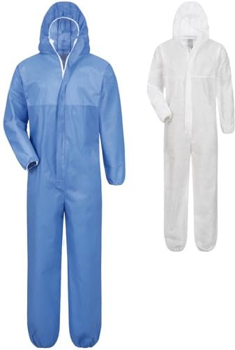 Safetytex SMS Schutzanzug - Einweg Overall - PSA Kat. 3 Typ 5/6 - Partikeldicht & Spritzwassergeschützt - Ideal für Asbest, Sanierung & Industrie - Blau Gr. XL (5 Stück)
