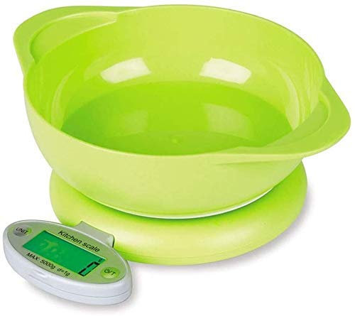 CHFYIJYHM Bilance elettroniche Bilance da Cucina digitali con Ciotola for mescolare e Display LCD retroilluminato Pieghevole(Green)