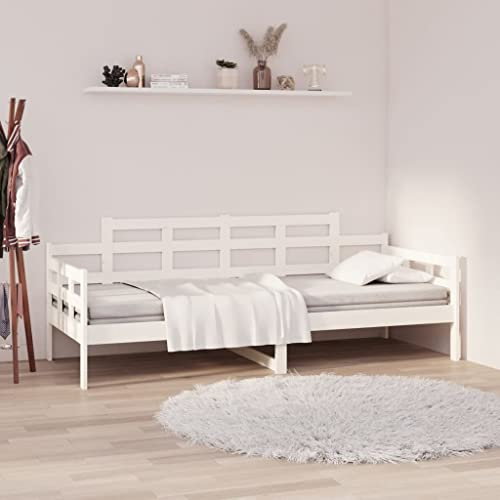 OHOOWOO Tagesbett Weiß Massivholz Kiefer 80x200 cm,Schlafund Sitzkomfort in einem: Klappbett aus Kiefernholz für Gäste und Sofa zugleich