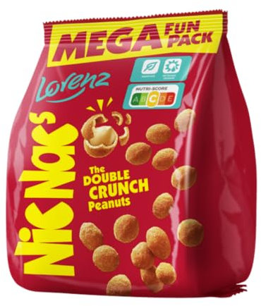 Nic Nacs Double Crunch Peanuts | Seasoned Peanut Snack | Nuts Coated in Crispy Spice Shell | Party Snack with Paprika Bell Pepper Flavour from Germany | Bulk Pack of 600G - imported by DFB