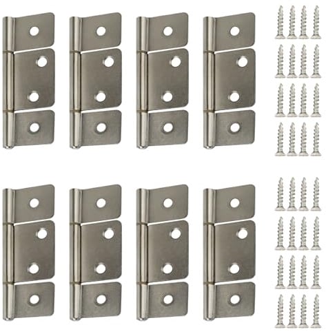 Three Leaf Non-Mortised Hinge for Mobile Home & RV Interior 8 Packa Satin Nickel Door Hinges with Screws